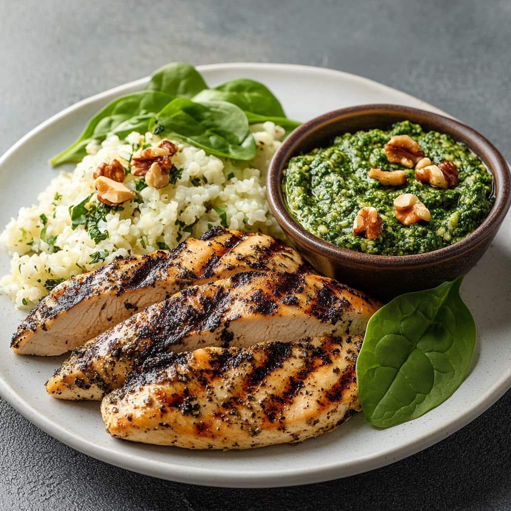 Pollo a la Plancha con Arroz de Coliflor
