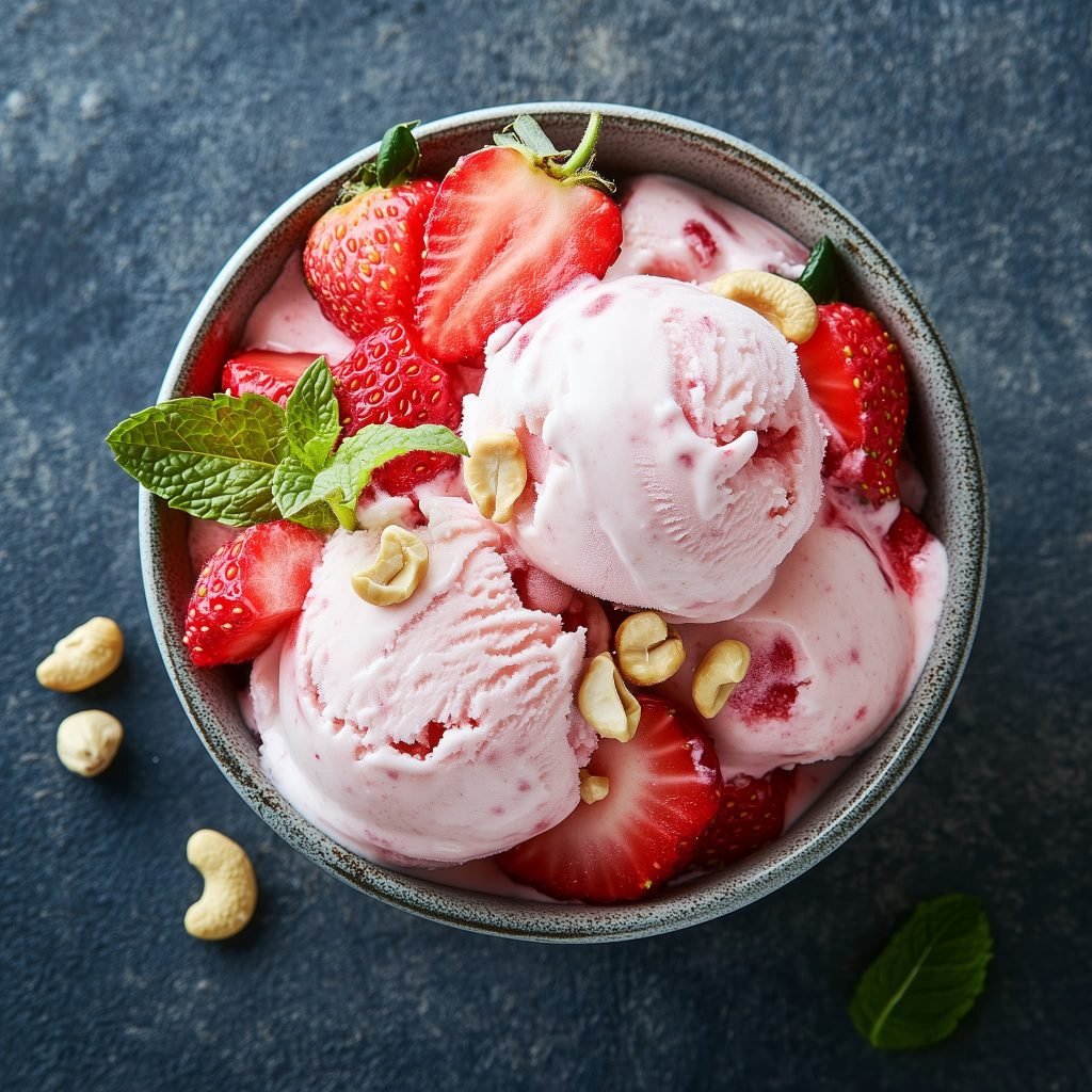 Helado de fresa saludable